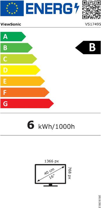 Label énergétique Viewsonic TD16303 ECRAN TACTILE 16 POUCES 10P (1366 x 768 pixels, 15.60")