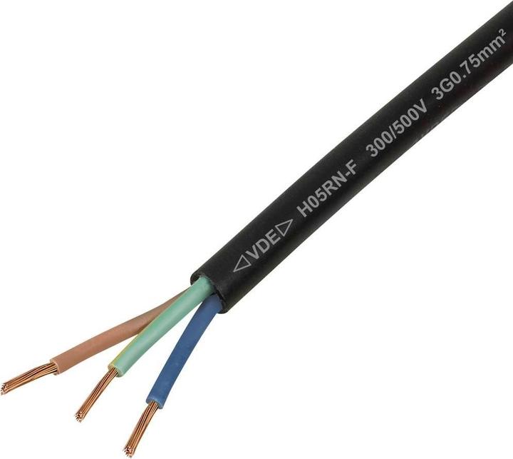 Tru Components TC-13389184 Gummischlauchleitung H05RN-F 3 G 0.75 mm² Schwarz 100 (100 m)