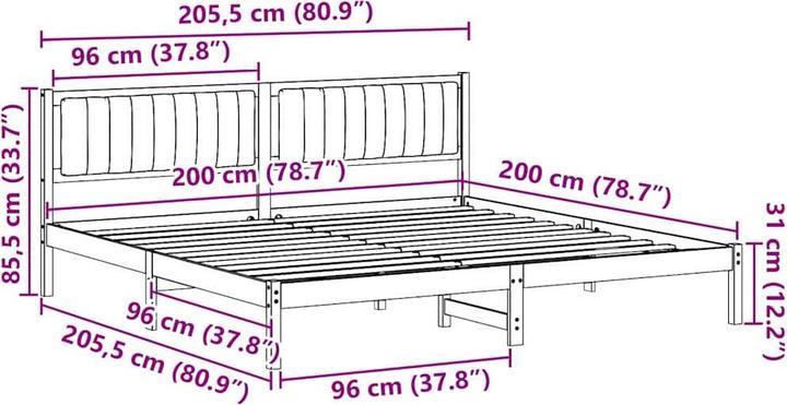 Image du produit vidaXL Holz-Bettgestell (200 x 200 cm)