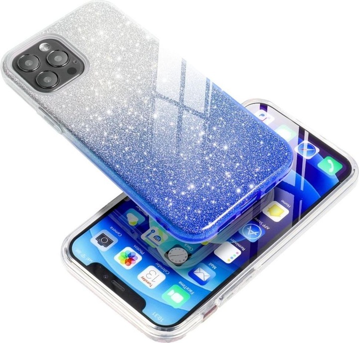 Produktbild König Design Handyhülle für Samsung Galaxy A10 Schutzcase Cover Bumper Schale Glitzer Blau (Samsung Galaxy A10)