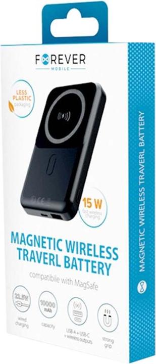 Produktbild Forever kabellose Powerbank MATB-100 PD QC 22,5 W 10000 mAh magnetisch schwarz (10000 mAh, 20 W, 37 Wh)
