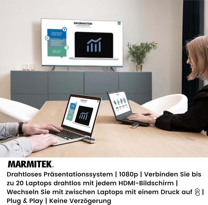 Actual product image Marmitek Wireless HDMI Presentation System with AirPlay, Miracast, USB-C, and 20 Presenter Support (20 m)