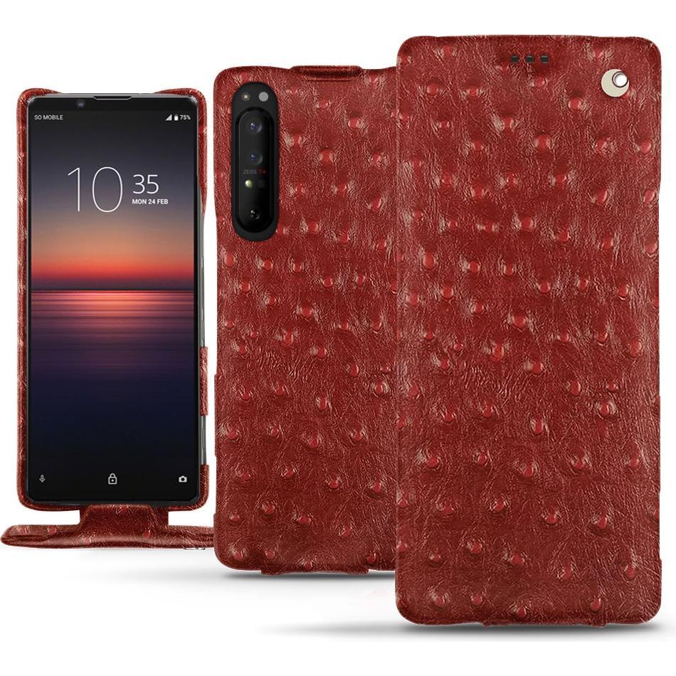 Noreve Lederschutzhülle vertikal (Sony Xperia 1 II), Smartphone Hülle, Rot