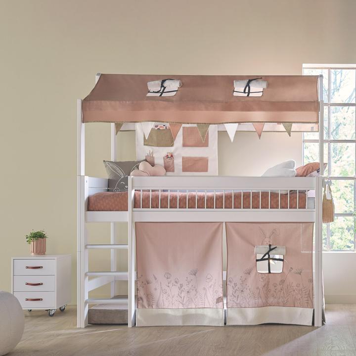 Lifetime Kidsrooms 4 in 1 Halbhohesbett mit Stoffdach, Happy Rabbit KOMBO 1mit Lattenrost Standard