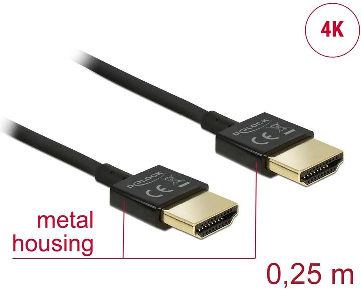 Immagine prodotto Delock HDMI (Typ A) — HDMI (Typ A) (0.25 m, HDMI, 2.0)