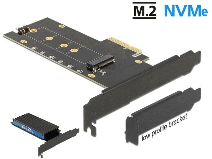 Actual product image Delock Host Bus Adapter PCIe x4 - M.2, NVMe, Key M, RGB LED