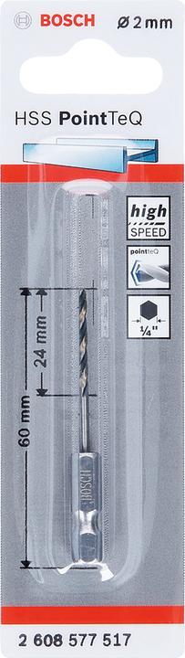 Produktbild Bosch Professional Zubehör HSS PointTeQ Sechskantbohrer 2 mm (2 mm)