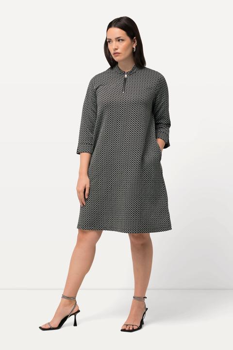 Produktbild Ulla Popken Jacquard-Kleid, Stehkragen, Reissverschluss, 3/4-Arm (46, 48)