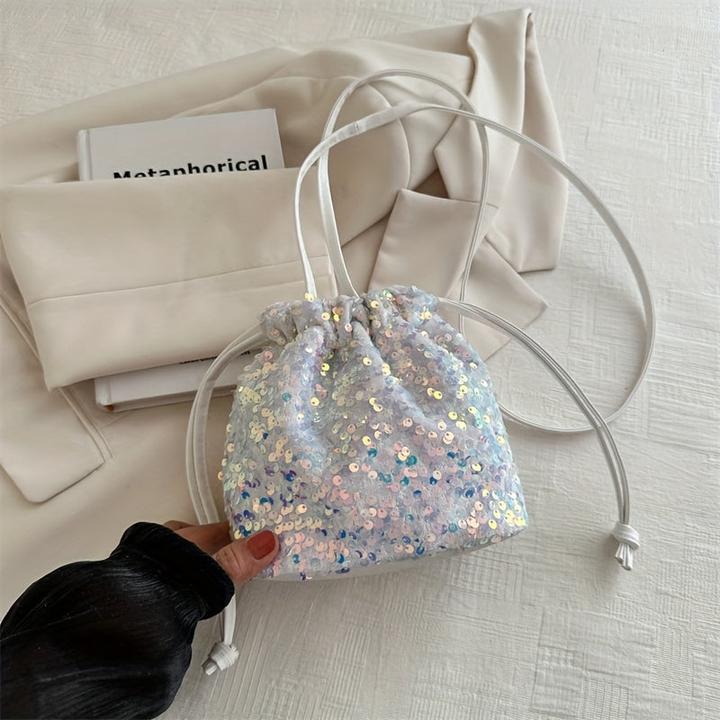 Only-Bags.Store Bunte Sparkle Glitter Pailletten leichte Eimer Tasche, stilvolle Strasse Pendler Stil weiche