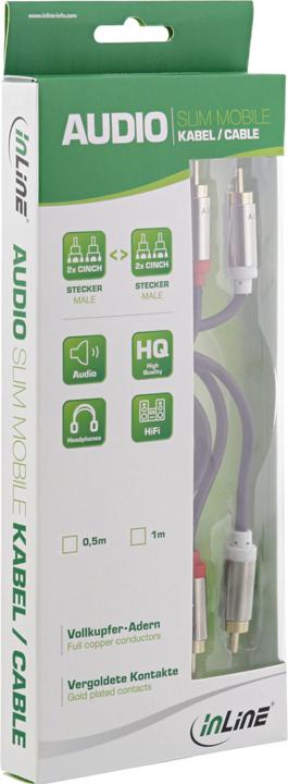 Image du produit InLine Câble audio Slim 2x RCA ST/ST (1 m, RCA)