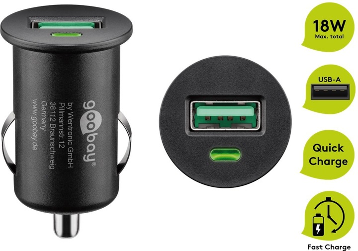 Actual product image Goobay USB Car Quick Charger