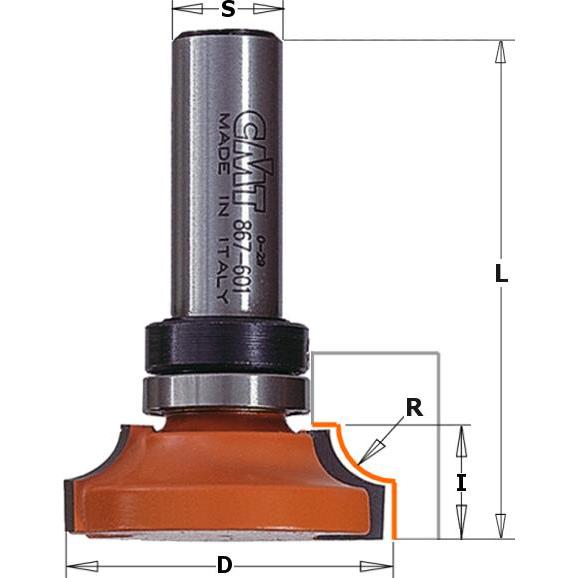 CMT, Fräser, 967.60211B Profilfräser R8 + Führungslager am Schaft 35x13,2 mm