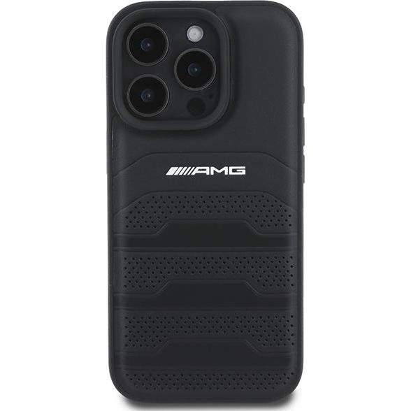 Thumbnail - Mercedes AMG AMHCP16XGSEBK iPhone 16 Pro Max 6.9" czarny/black hardcase Leather Debossed Lines Black Logo (Apple iPhone ...