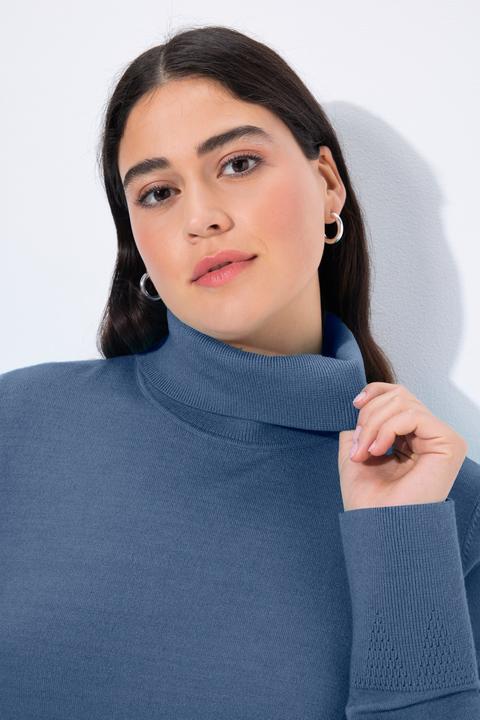 Produktbild Ulla Popken Rollkragenpullover, breite Rippbündchen, Langarm (56)