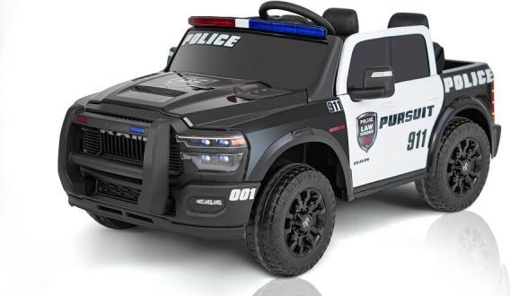 Es-toys Elektro Kinderauto Polizei Dodge RAM 2500 „Rebel“ 24V Mit Ledersitz, 2 Sitzer und EVA Reifen (24 V)