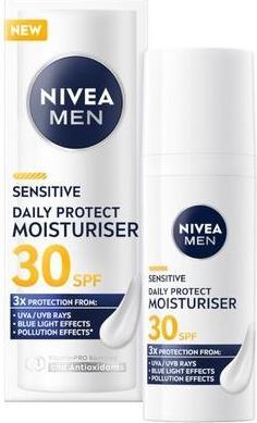 Produktbild NIVEA Men Sensitive Daily Protect Moisturizing Face Cream Spf30 50ml (50 ml, Tagescreme, SPF 30)