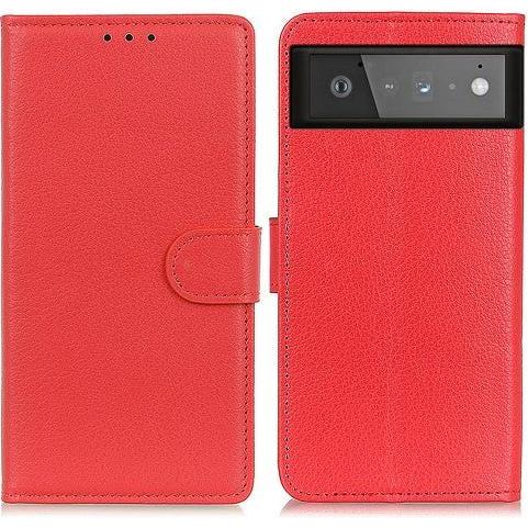Cover-Discount Google Pixel 6 - Leder Etui Hülle rot (Google Pixel 6), Smartphone Hülle, Rot