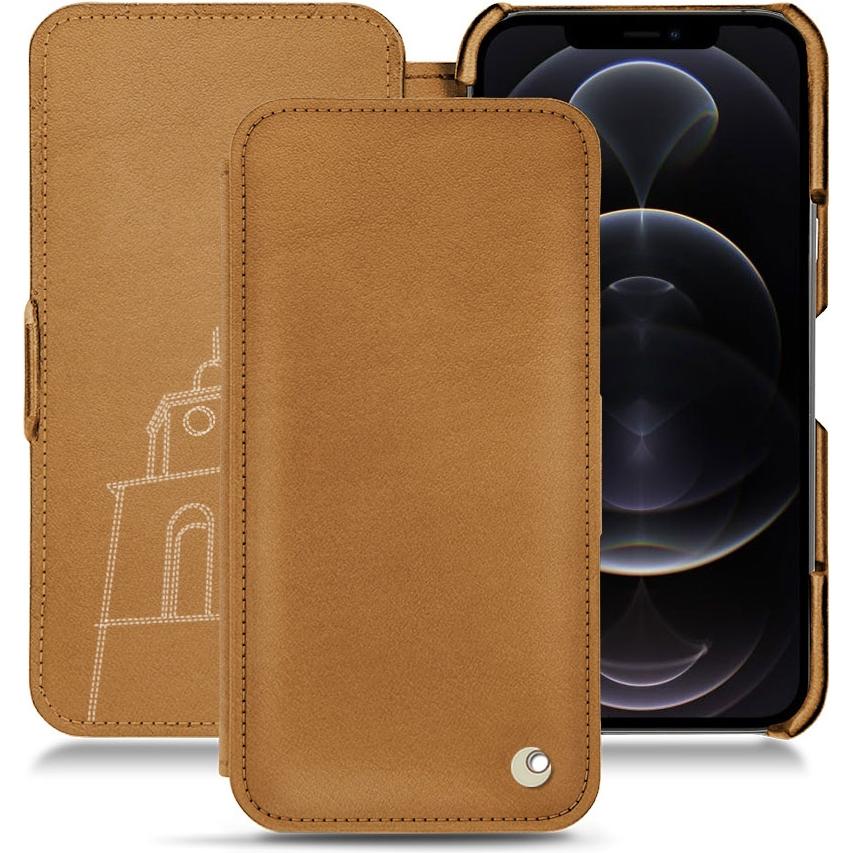 Noreve Lederschutzhülle horizontal (Apple iPhone 12 Pro Max), Smartphone Hülle, Braun