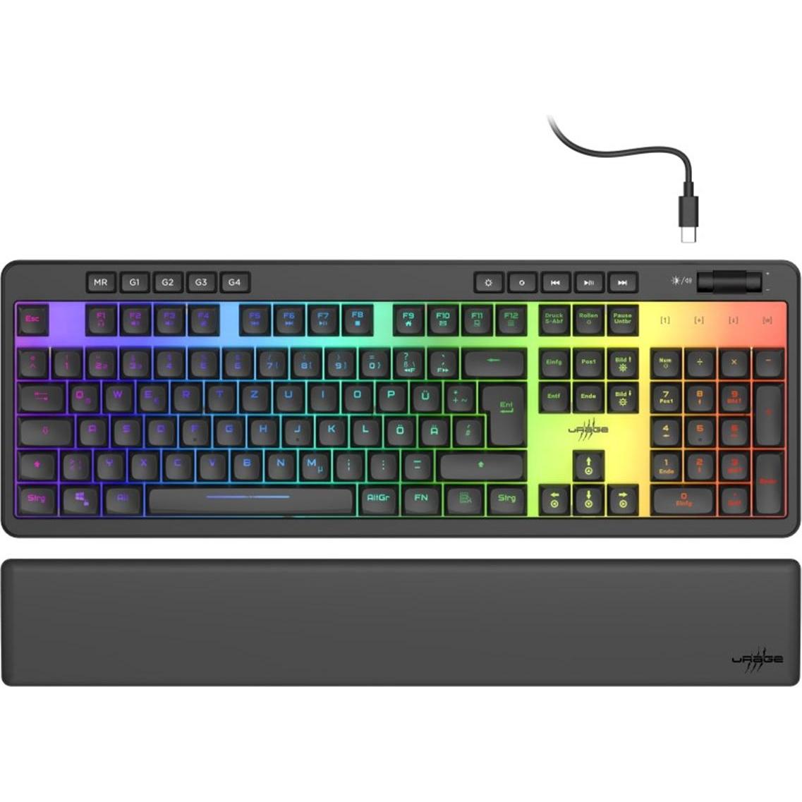 Urage Gaming-Tastatur Exodus 515 Illuminated, Schwarz (DE, Kabelgebunden), Tastatur, Schwarz