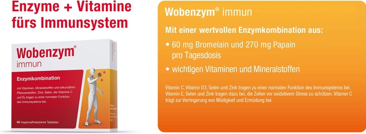 Nährwerte und Zutaten Wobenzym immun Tabletten, 60 St. Tabletten (60 Stück, Tabletten)
