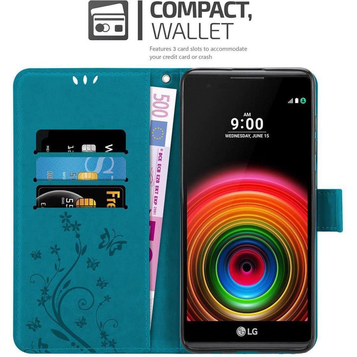 Thumbnail - Cadorabo Flower Book Cover (LG X Power), Smartphone Hülle, Blau