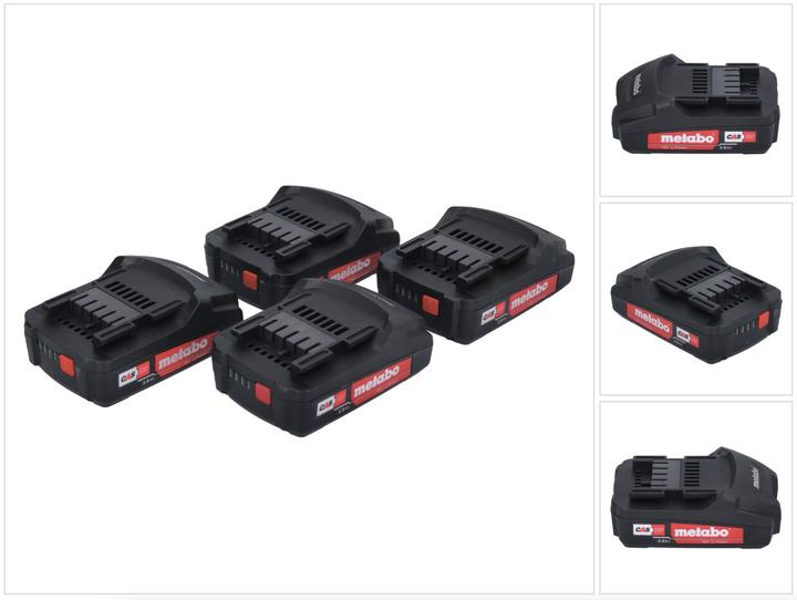 Produktbild Metabo Akku Set 4x Li-Power Akkupack 18 V 2,0 Ah CAS Li-Ion Akku ( 4x 625596000 ) mit Ladestandsanz (18 V)