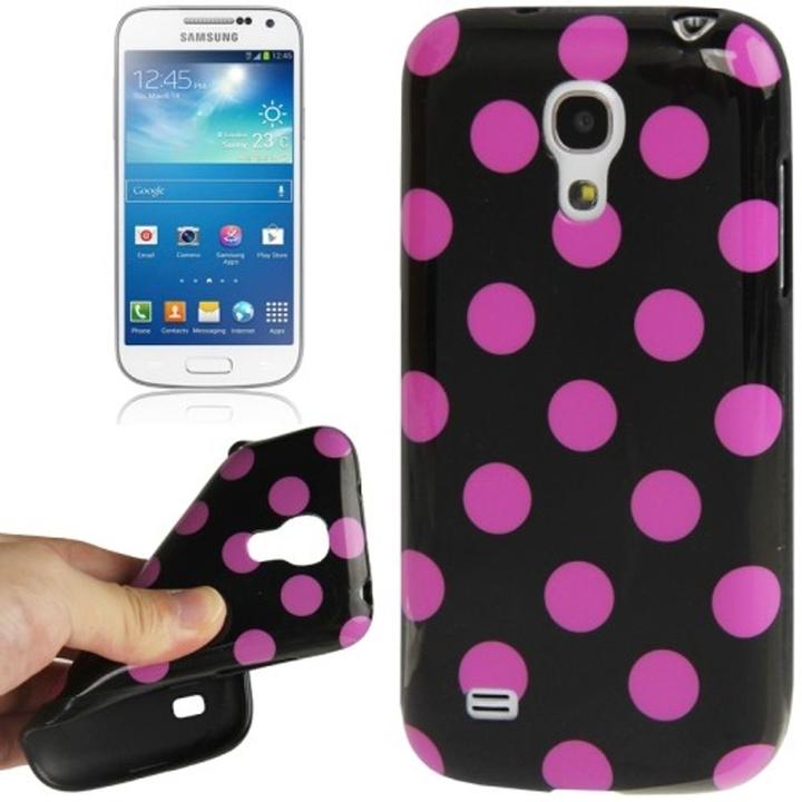 Produktbild König Design Schutzhülle Punkte TPU Case für Handy Samsung Galaxy S4 mini i9190 schwarz/violett (Samsung Galaxy S4 mini)