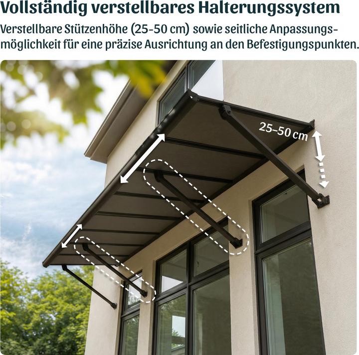 Actual product image Palram Canopia | Augustine 4.8ft Door Awning Black Structure / Opaque Grey Panels