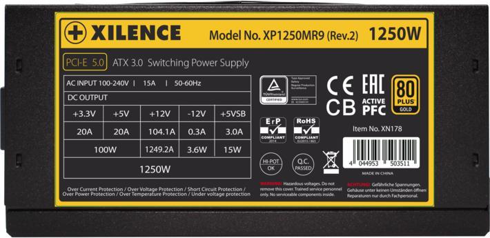 Image du produit Xilence Alimentation électrique 1250W Performance X 80+ Gold modulaire ATX3.0 (1250 W)
