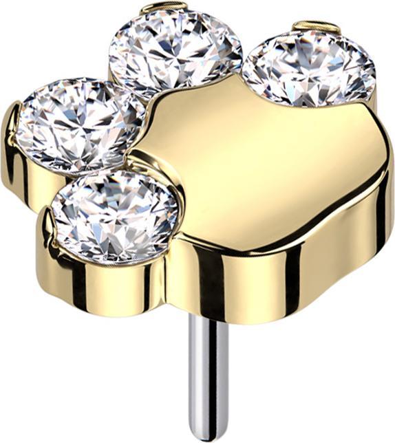Immagine prodotto Star Piercing Zampa senza fili placcata in oro con cristalli d'argento (senza ottone, Titanio)