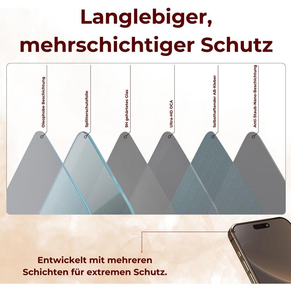 Thumbnail - Protectorking 2x echtes Tempered 9H Panzerhartglas 3D KLAR (2 Stück, Apple iPhone 15 Pro), Smartphone Schutzfolie, Trans...