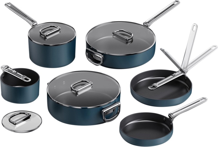 Immagine prodotto Joseph Joseph Set di cottura spaziale (28 cm, Set di pentole e padelle da cucina, Alluminio)
