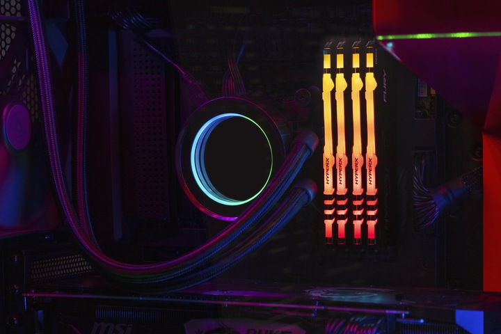 Produktbild Kingston Memory DDR4, CL16, DIMM, Kit of 4, HyperX FURY RGB (4 x 32GB, 2666 MHz, DDR4-RAM, DIMM)