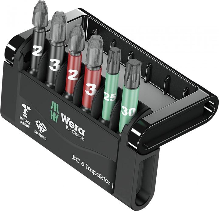 Actual product image Wera Bit-Check 6 Impaktor 1 (Cross Phillips PH M2, Cross Pozidriv PZ M3, Cross Phillips PH M3, Cross Pozidriv PZ M2)