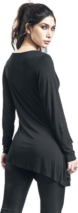 Produktbild Black Premium Schwarzes Langarmshirt mit Wasserfallausschnitt (4XL)