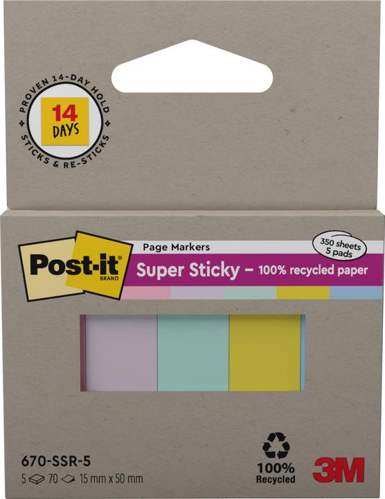 Actual product image 3M Page Marker, Post-it, 15 x 50mm, assortiert (50 x 15 mm)