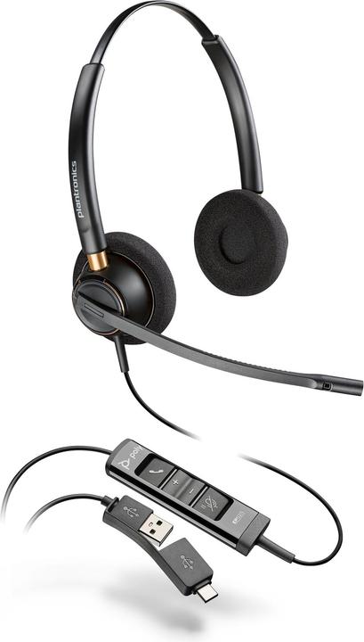 Produktbild Poly HP EncorePro 525 USB-C Stereo-Headset, Kabelgebunden, Anrufe/Musik, 55 g, Kopfhörer, Schwarz (Kabelgebunden, USB-A)