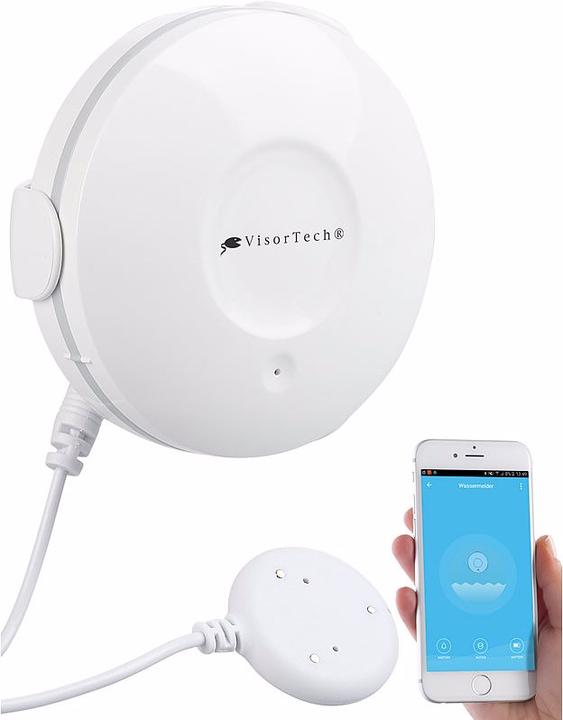 VisorTech 2 mal WLAN-Wassermelder mit externem Sensor und App-Benachrichtigung