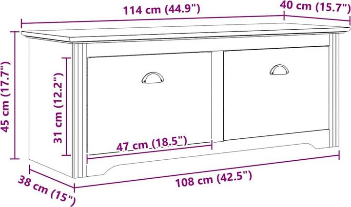 Image du produit vidaXL Sitzbank mit Stauraum (118 cm)