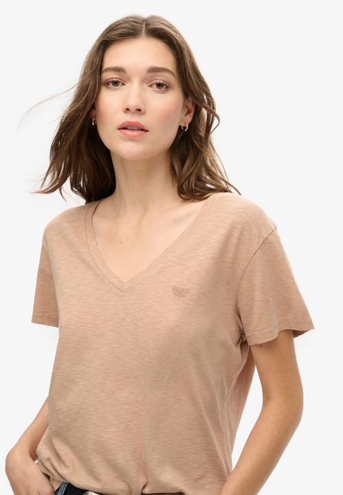Produktbild Superdry Strukturiertes T-Shirt mit V-Ausschnitt und Stickerei (12XL)