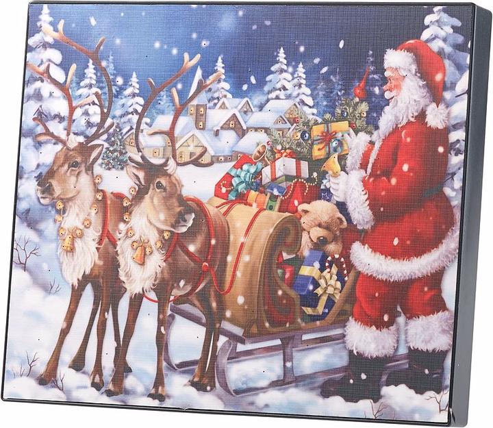 Infactory Tableau LED "Père Noël avec traîneau à rennes (28 x 23 cm)