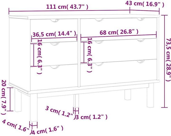 Produktbild vidaXL Alaiya (113.5 x 39.5 x 73 cm)
