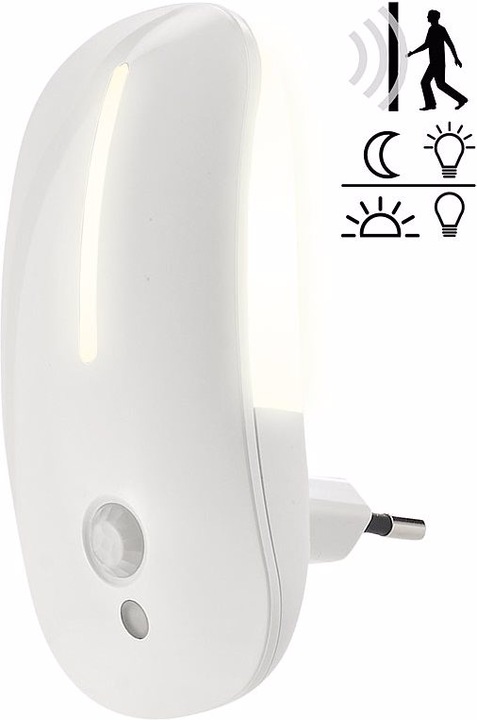 Produktbild Lunartec 2 mal LED-Steckdosen-Nachtlicht mit Bewegungsmelder & Dämmerungs-Sensor