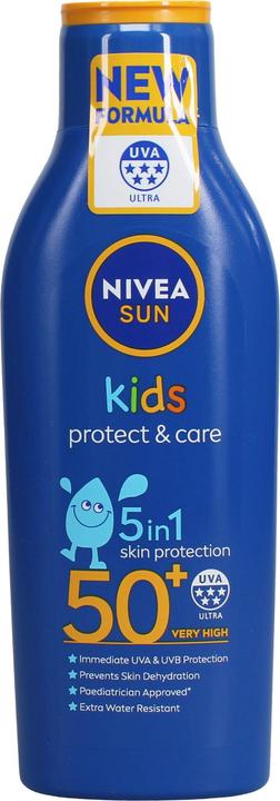 Actual product image NIVEA Kids Protect & Care SPF 50+ Lotion Moisturising Sun Cream Fast-Absorbing (Suntan cream, SPF 50+, 200 ml)