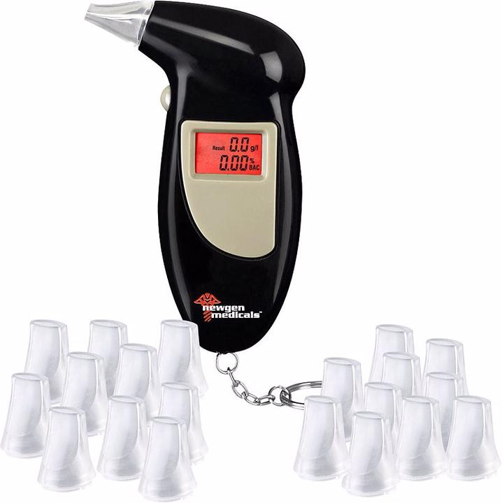 Actual product image Newgen medicals 2 times alcohol meter with LCD display, 20 interchangeable mouthpieces, battery operated