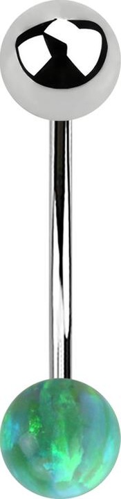 Produktbild Star Piercing Micro Banane silber mit Kugel und Kugel Opal grün (ohne Messing, Chirurgenstahl 316L)