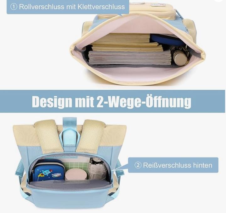 Produktbild Only-Bags.Store Rolltop Rucksack Kinder Kindergarten Rucksack Erweiterbare Kapazität Kleiner Schulrucksack (12 l)