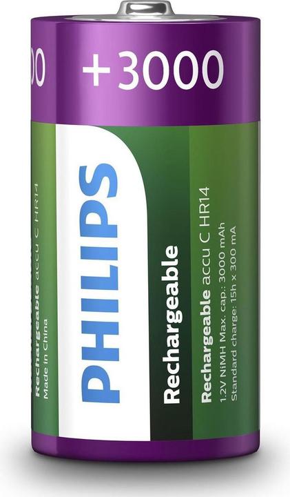 Produktbild ProPlus Philips Batterien C 3000 mAh 2 Stück im Blister (2 Stk., C, 3000 mAh)