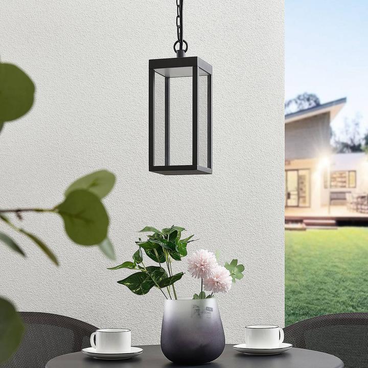 Image du produit Lucande Cube LED Extérieur Lampe suspendue H26 Graphite (750 lm, IP54)