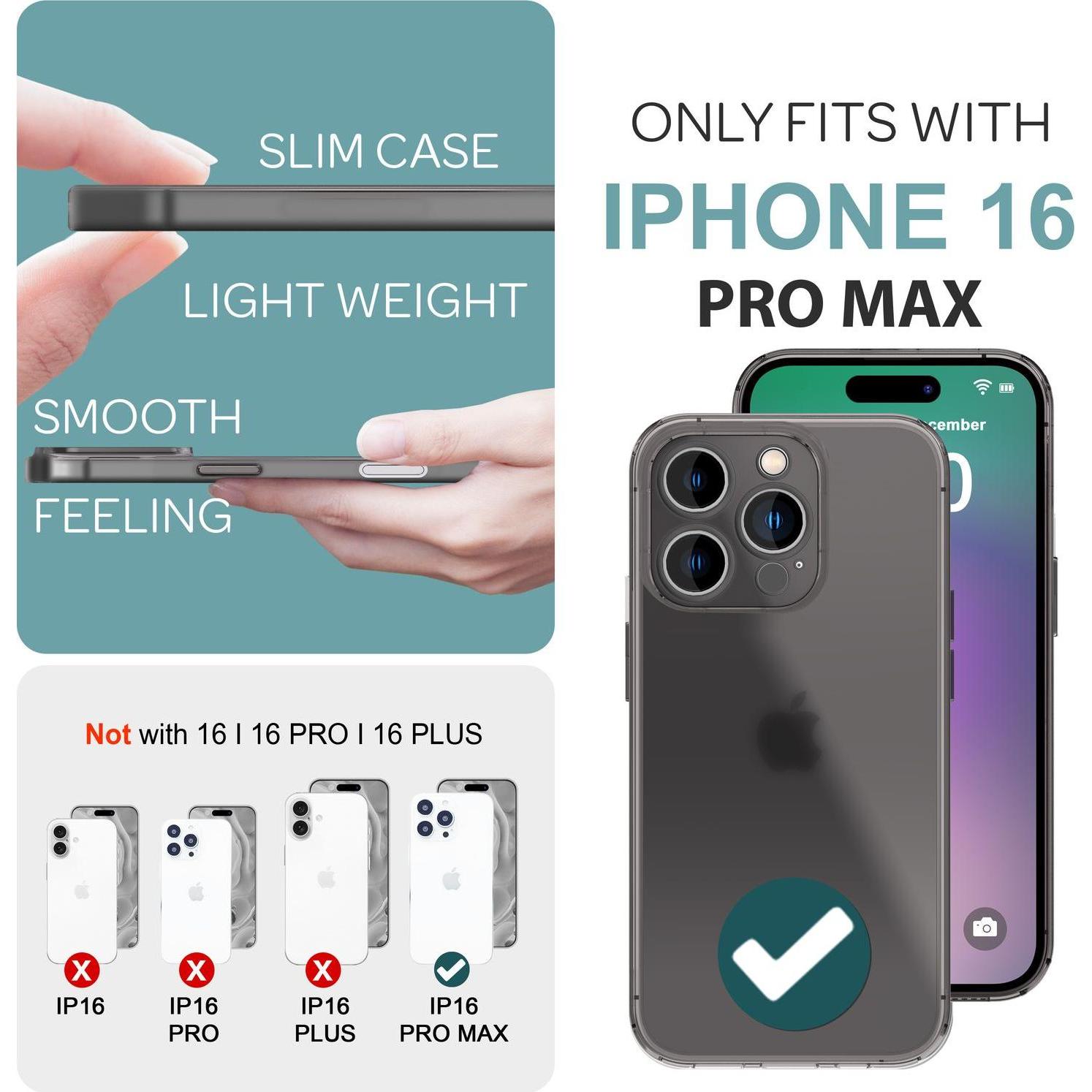 Thumbnail - Nalia Extrem Dünnes 0,3mm Mattes Hardcase (Apple iPhone 16 Pro Max), Smartphone Hülle, Schwarz